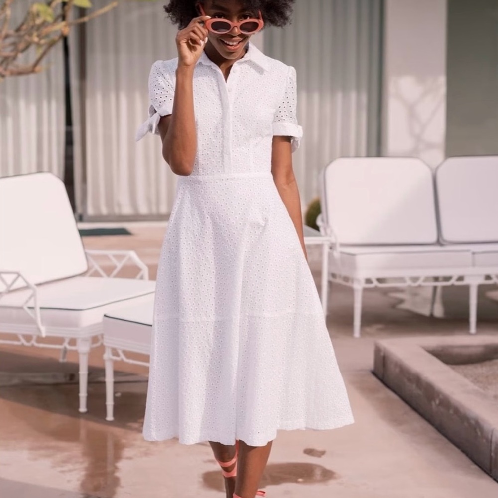Gal Meet Glam Judith Puff Sleeve Cotton Eyelet Dress